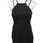 Lulus Strap Me Silly Black Sleeveless Halter Asymmetric Mini Wrap Dress Size M Photo 5