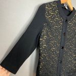 Vintage Wool Cardigan Sweater Lace Front Black 3/4 Length Sleeves Women Buttons Photo 8