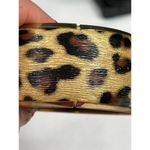 Vintage SKU 048 Animal Print Gold Tone Leopard Pattern Wide Bangle Bracelet Photo 3