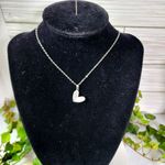 Silver Chain Necklace with Micro Pave and Shell Heart Pendant Photo 1