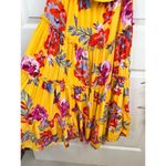 1. State  Yellow Floral Print Strapless Ruffled Tiered Summer Dress Size Small Photo 3