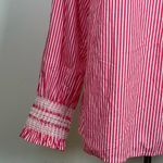 Talbots Butterfly Pink White Stripe Blouse Smocked Cuff Size Large Petite (Lp) Photo 3