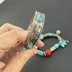 Lot of 4 Vintage Bracelets Turquoise Beaded Lot Stretchy And Magnetic Blue Photo 10