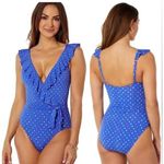 Lilly Pulitzer NEW  Delphie One Piece Swimsuit Borealis Blue Lilly Squared US 14 Photo 1