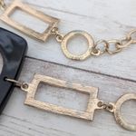 Vintage Necklace Extra Long Geometric Black & Gold Tone Photo 2