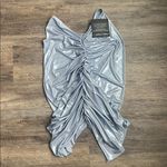 Norma Kamali Shirred Mini Skirt | Misty Blue | Size L | Iconic Ruched Y2K Chic π Photo 5