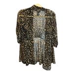 Ali Miles Cardigan Blouse Women's Size Petite Small Cheetah Open‎ Front Black Photo 1
