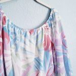 Pink Lily  Multicolor Palm Long Sleeve Crop Top Photo 2