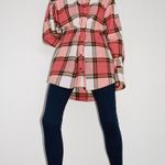 ZARA Red Check Short Darts Button Down Top Dress Photo 4