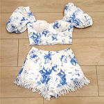 The Sang  Bleached Set- Crop Top & Shredded Shorts Photo 4