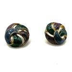 Green purple and blue swirl enamel post earrings Photo 1