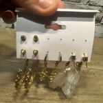 EUC Fashion Earrings 2 Pack Set ( 3 Studs, 3 Medium Hoops, 2 Dangle) Gold Photo 5