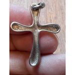 Sterling Silver Cross Pendant Modern Rounded Sculptural Necklace Charm 925 "C" Photo 6