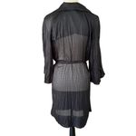 Poleci Jacket Coat Size 12 Black Trench Draped Crinkled Wide Collar Modern Chic Photo 2