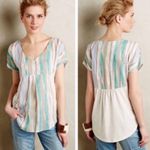 Anthropologie Porridge Elva Watercolor Aqua Grey Mixed Media Blouse Size Small Photo 1