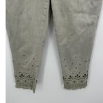 Chico's Women So Slimming Girlfriend Slim Leg Crop Size 6 Green Eyelet Hem Vaca Photo 2