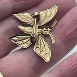 Vintage gold colored butterfly with a pink agate. Gold Photo 1