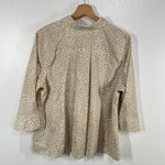 Chico's Leopard Print No-Iron Button Shirt Size 2 Beige Animal Print 3/4 Sleeve Photo 2