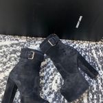 Saint Laurent Mina Cherry 95 Mazzi Buckle Platform Suede Booties Cachemire Nero size 39.5 Photo 9