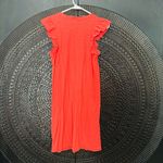 Nation Ltd Elliot Fused Ruffle Flutter Sleeve Dress S Red Orange Pima Cotton Photo 5