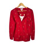 Quacker Factory Vintage Cardigan Set Top Red Leaf Embroidered Women Size Large Photo 2