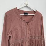 Noelle Dusty Rose Lace Boho Long Sleeve Blouse Top Size Small Cotton Pink Photo 1