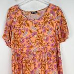 BTFBM NWT  Floral Tiered Boho Dress Orange Short Sleeves Size Small S NEW T1724 Photo 2