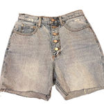 We Wore What  Exposed Button Distressed Denim Shorts 25 Photo 0