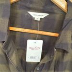 Lucky Brand  Olive And‎ Black Plaid Button Down Shirt Size Medium Photo 4