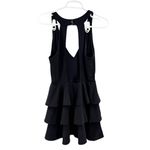 Altar'd State  Black halter open back ruffle tiered Mini Dress M flirty dance Photo 1
