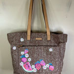 Vera Bradley NWOT  Front Pocket Straw Tote‎ Bag Pink Strawberry Cherry ZWH CLEAN Photo 0