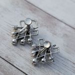 Vintage Screw On Earrings Silver Tone Photo 2