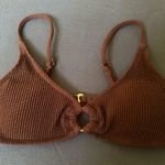 Bikini Bliss Brown Ribbed Bandaeu Bikini Top Swimsuit Photo 0