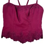 Mori Lee  Vintage Corset Boned Top Embroidered Burgundy WhimsyGoth Fairy Size S Photo 1