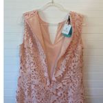 Ming Wang  Battenberg Pink Floral Lace Sheath Dress Photo 5