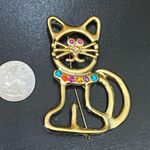 Vintage Unsigned Gold Tone Adorable Kitty Cat Brooch Photo 2