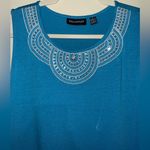 Nina Leonard 🎄 Teal Maxi Dress with White Embroidery Photo 1