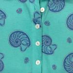 Vintage Zip Code Maxi Dress Womens Large Green Cotton Seashell Print‎ Collared Photo 4