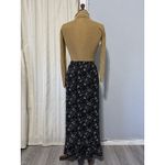 Norton Mcnaughton  Midi Skirt Black Floral Lightweight 1/2 Elastic Waist Size L Photo 5