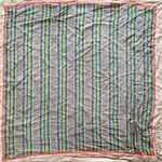 Vintage Silk Scarf Brown Colorful Stripes Rolled Edges Square Fall Vibe Headwrap Photo 4