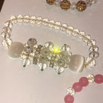 Lot of 5 Clear Pink Blue Stretchy Boho Vintage Beaded Bracelets Photo 4