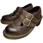 Dr. Martens  Women’s Size 6 Brown Leather Double Strap T-Bar Heeled Ivy Shoes Photo 0