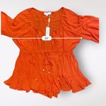 Meshki  Orange Skyla Playsuit Romper NWT Off Shoulder V-Neck‎ Tasseled Size M Photo 6