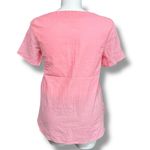 Boutique  Womens Blouse Top Short Sleeve Eyelet Button Accent Cotton Pink XL Photo 2