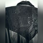 Vintage 80s Pelle Black Leather Trench Coat Shoulder Pads Suede Embossed Trim M Size M Photo 10