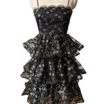 Vintage Lillie Rubin 70s Black & Gold Lace Party Dress Size X Photo 0