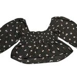 Billabong  Love You More Floral Print Sweetheart Crop Blouse Size L Beach Boho Photo 4