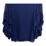 H&M  Wide Plumetti Blouse Royal Blue Polkka Dot Button Back Long Sleeve Size 6 Photo 2