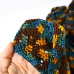Crocheted Long Skinny Scarf Multicolor Brown Blue Gold Y2K Boho Speckled Artsy Photo 2