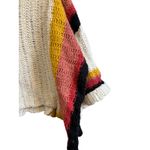 By Together  Striped Knit Oversized Poncho Sweater Women L Cream Multi Color Photo 2